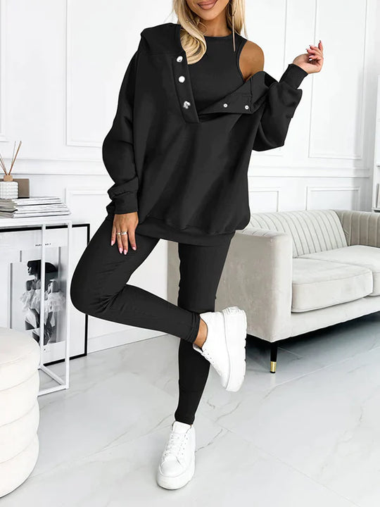 Charlotte™ - Oversized casual 3-delig sweatshirt met capuchon