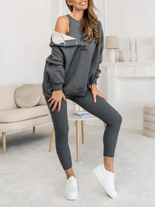 Charlotte™ - Oversized casual 3-delig sweatshirt met capuchon